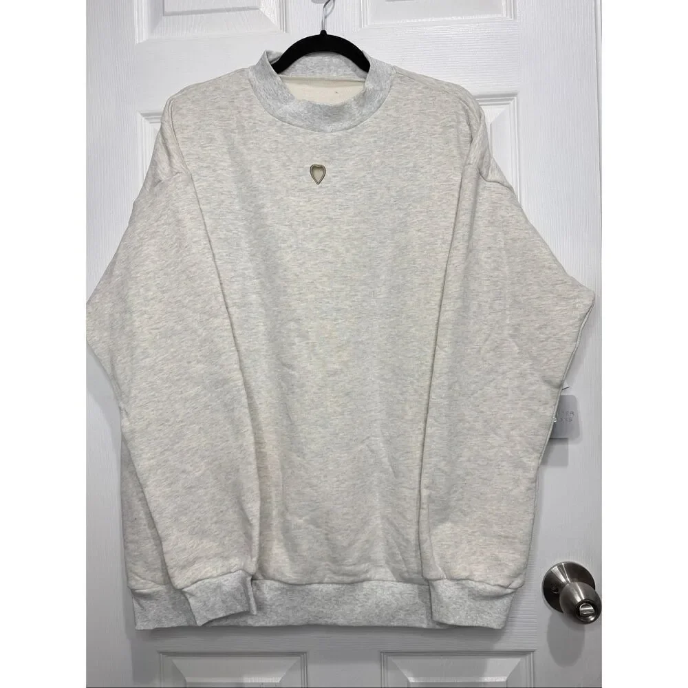 UO Daughter Lessons love heart cutout gray sweatshirt Medium